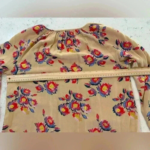 Matilda Jane Floral Kaia Peasant Top Size Medium Womens Boho Blouse Lace Detail - Picture 9 of 12